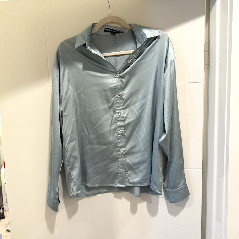 Green Silk Button Down Shirt
